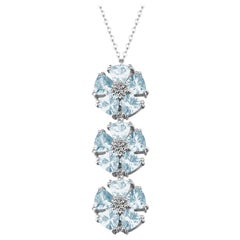 Light Blue Topaz Triple Blossom Stone Lariat Necklace