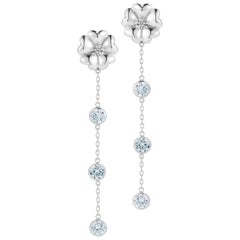 Light Blue Topaz Triple Stone Drop Blossom Earrings