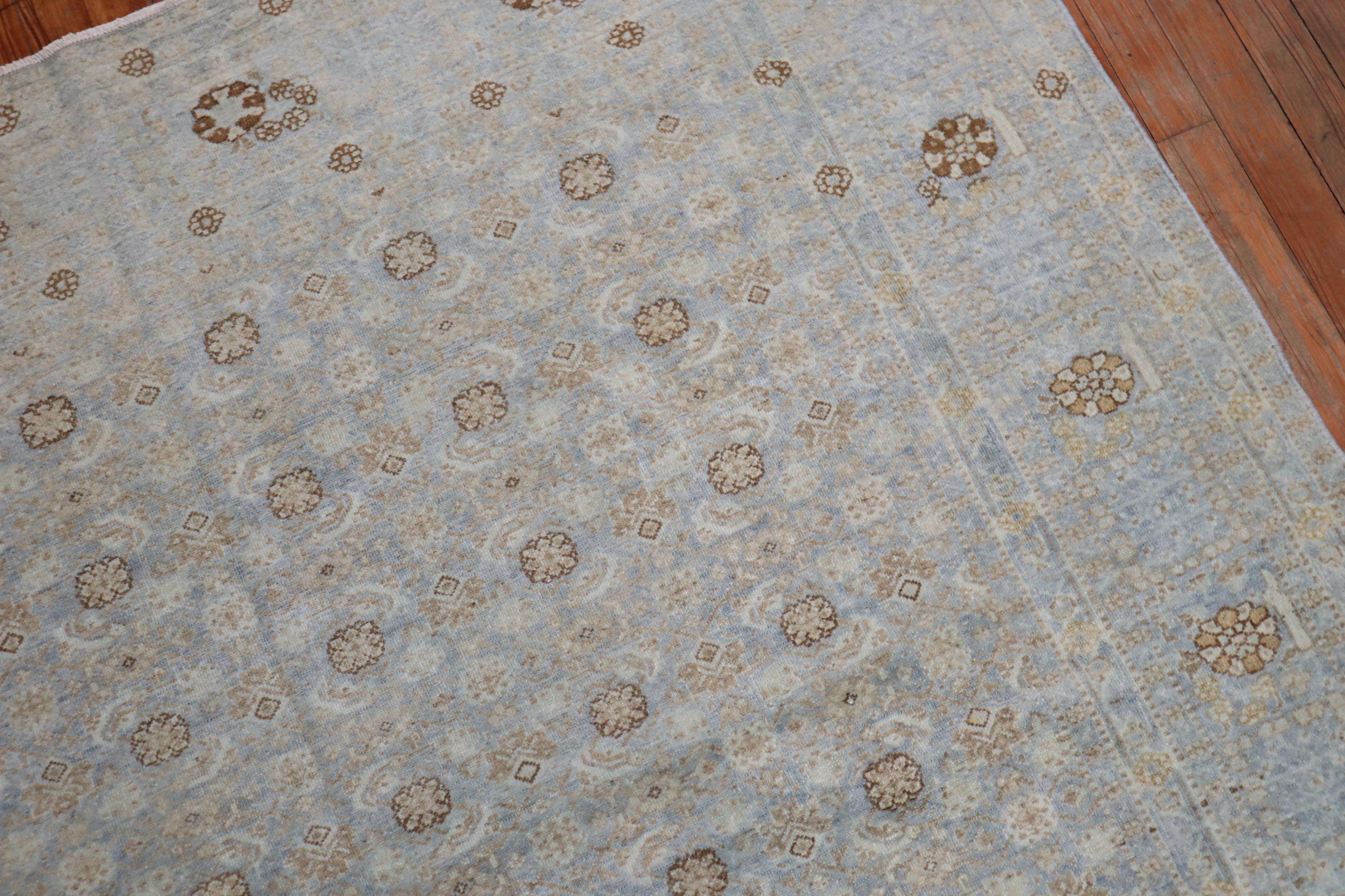 Country Light Blue Traditional Persian Tabriz Rug