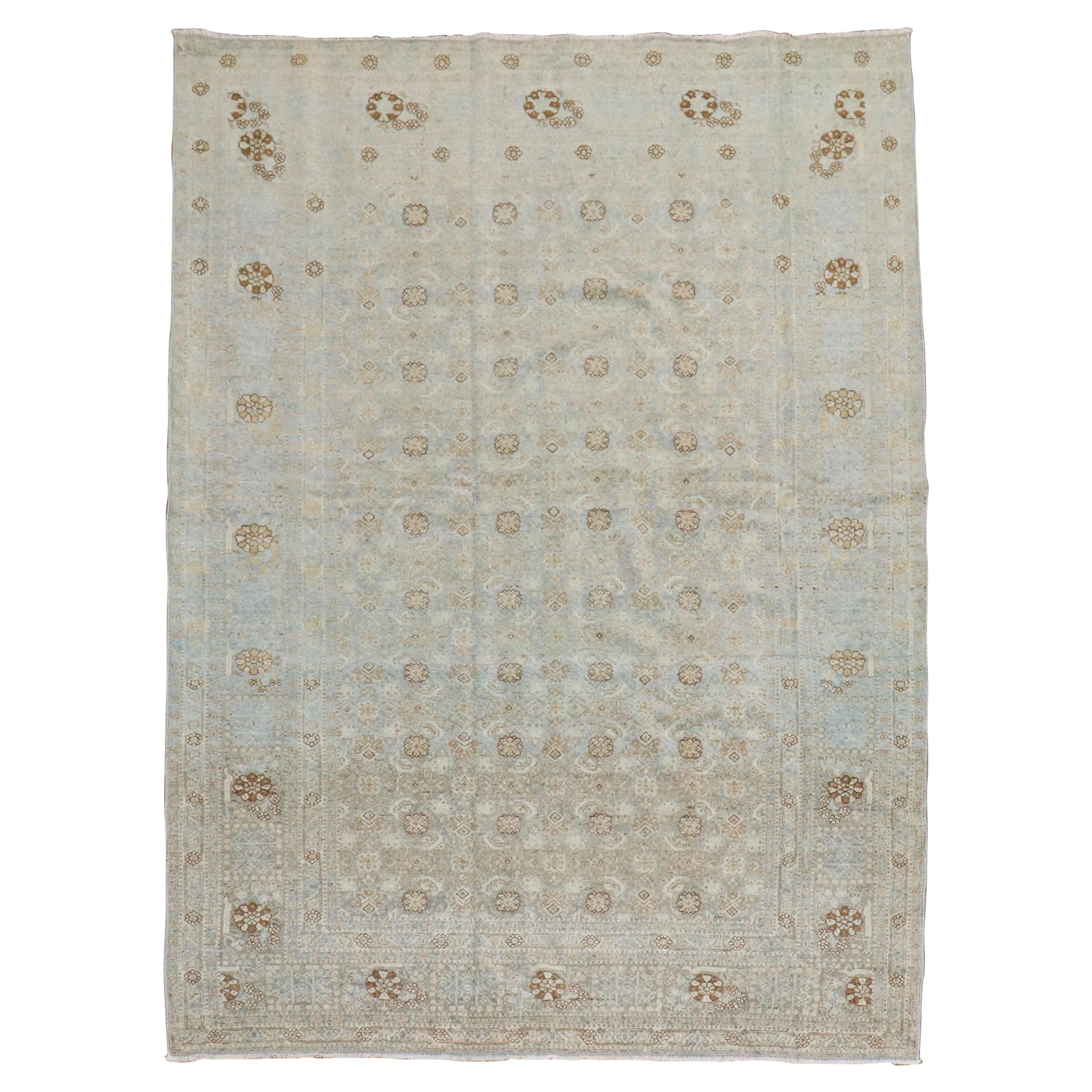 Light Blue Traditional Persian Tabriz Rug