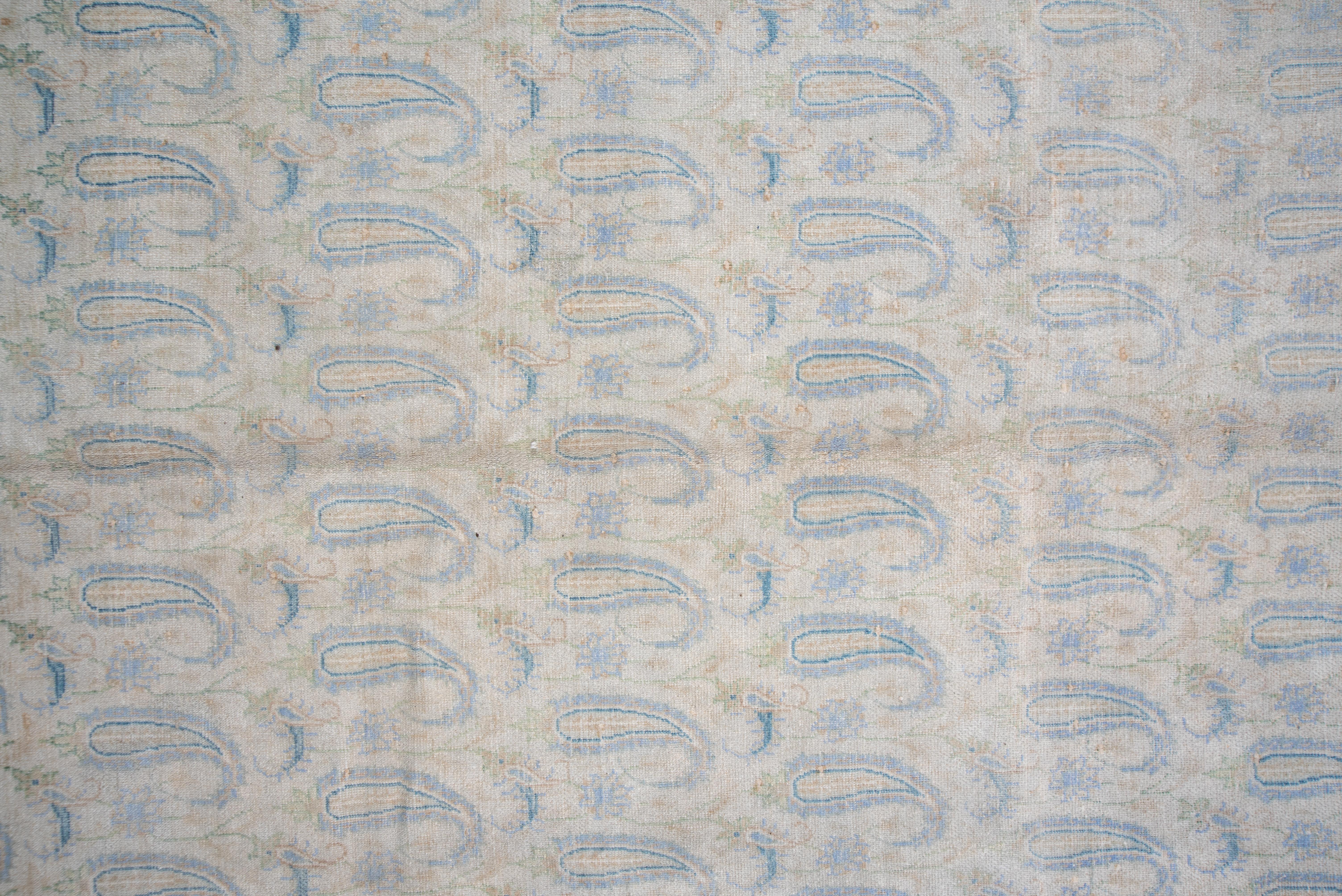 Hand-Knotted Light Blue Turkish Sivas Carpet, Paisley Field, circa 1930s For Sale