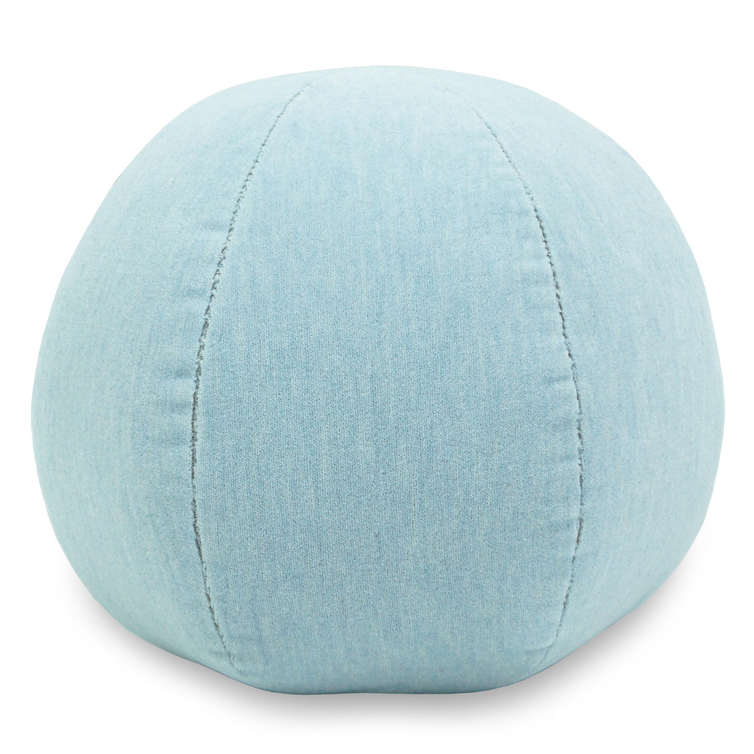 Modern Light Blue Velvet Ball Pillow For Sale