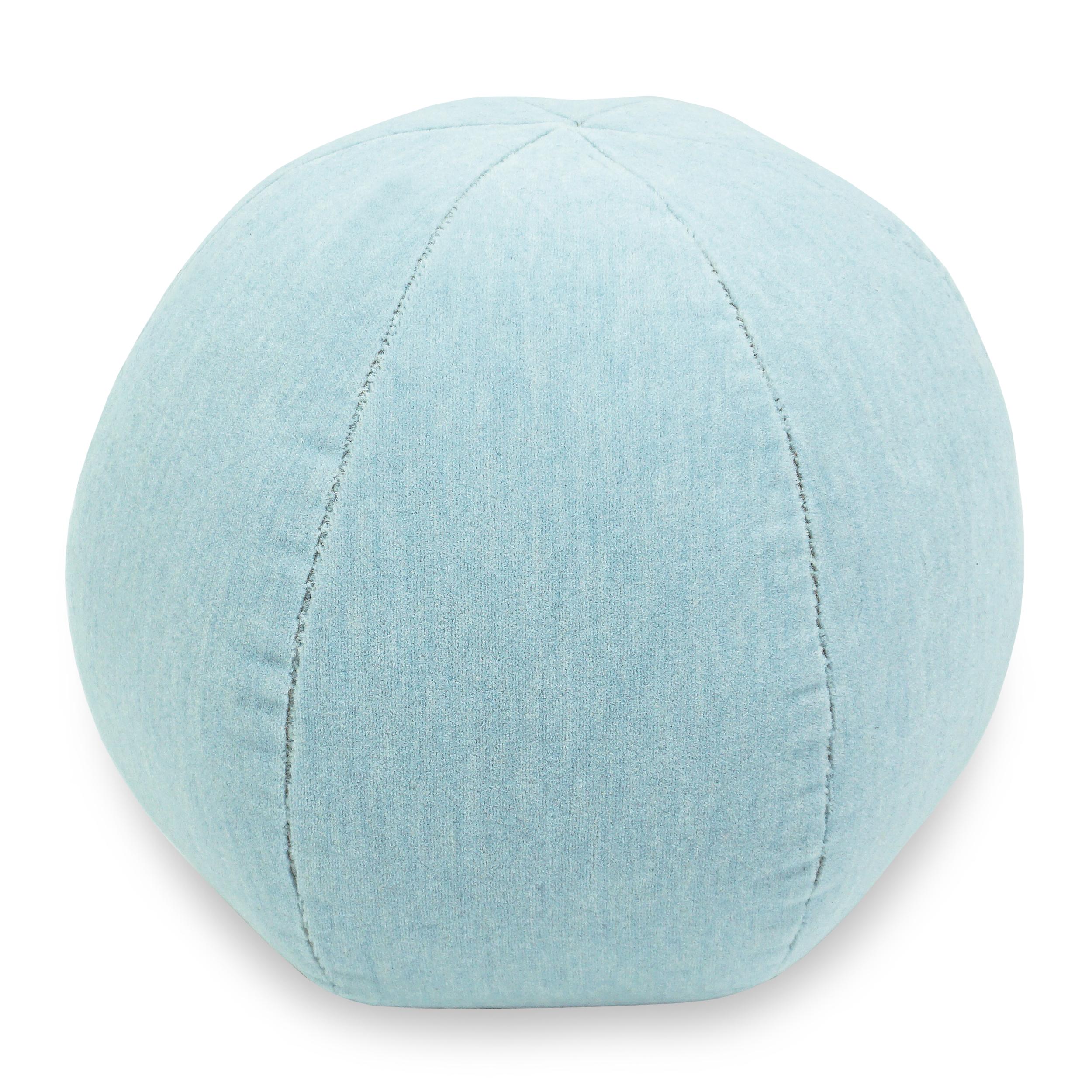 American Light Blue Velvet Ball Pillow For Sale