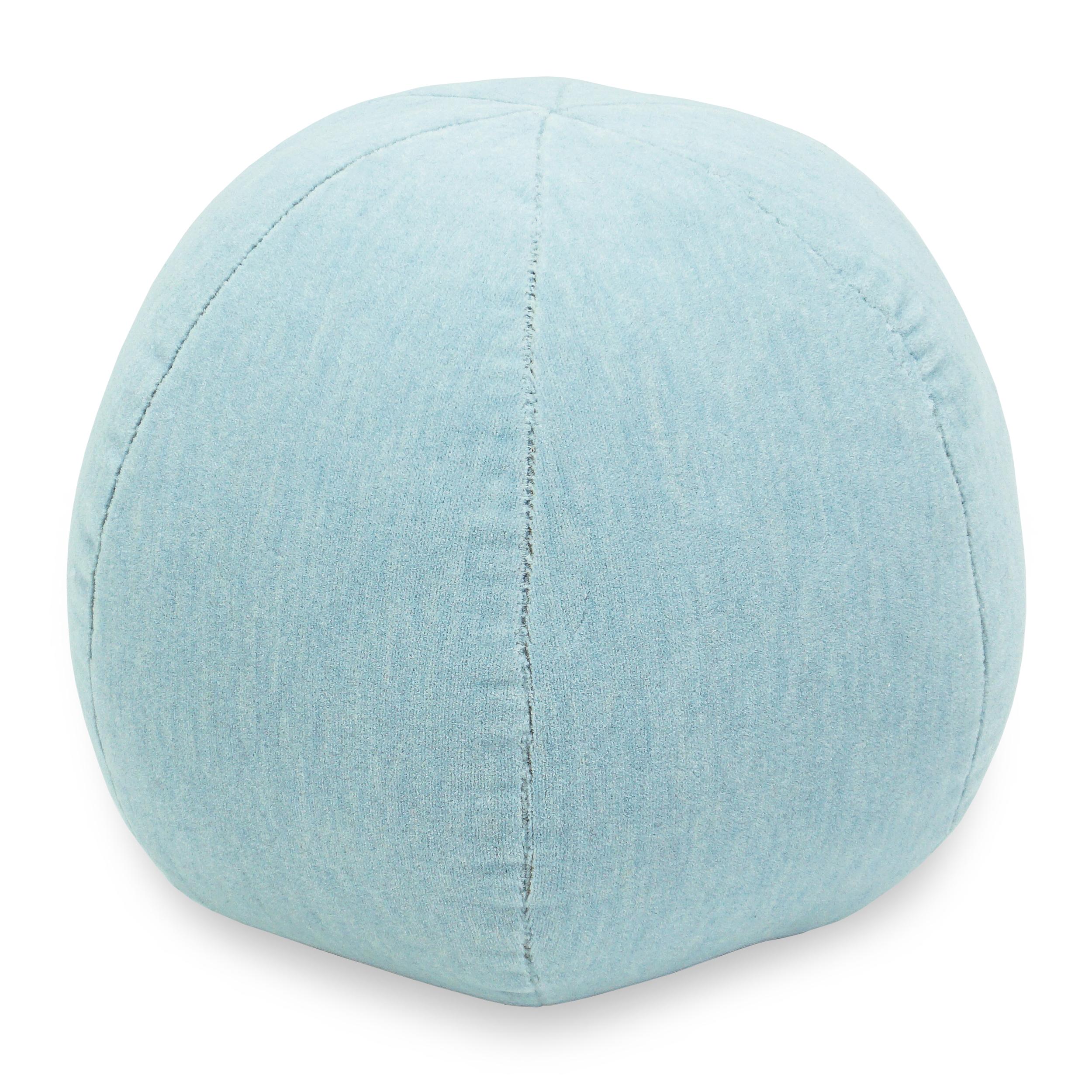 Contemporary Light Blue Velvet Ball Pillow For Sale