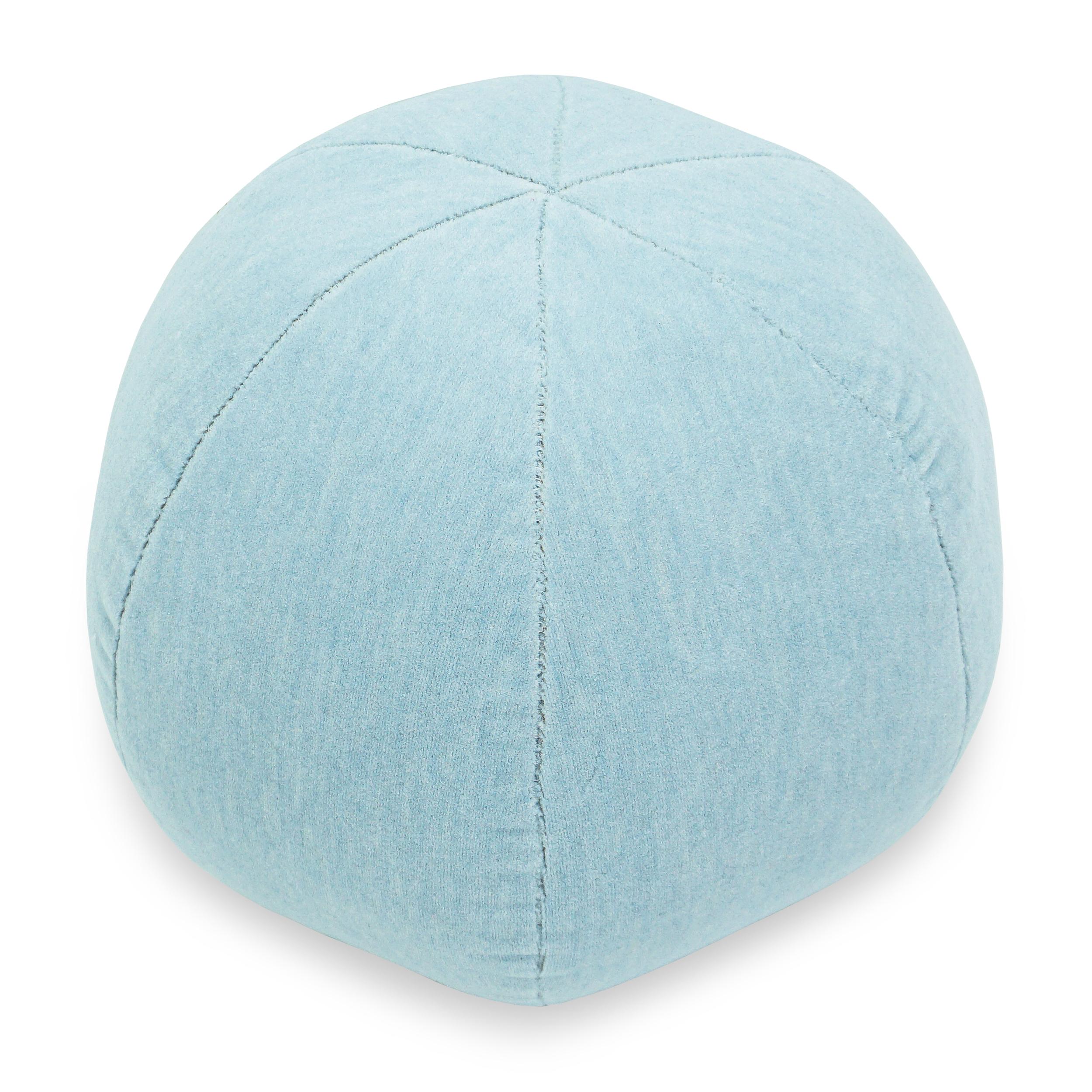 Light Blue Velvet Ball Pillow For Sale 1
