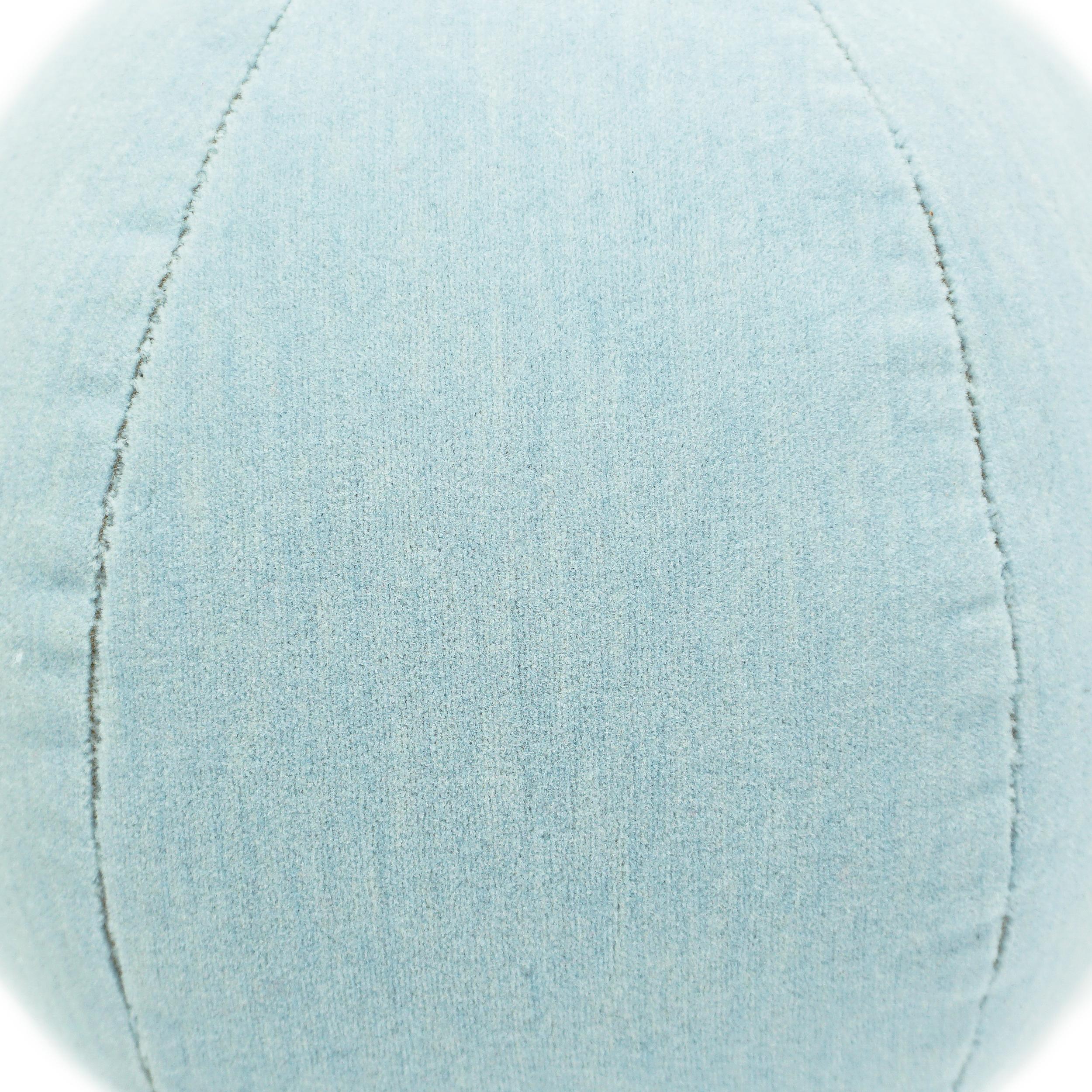 Light Blue Velvet Ball Pillow For Sale 2