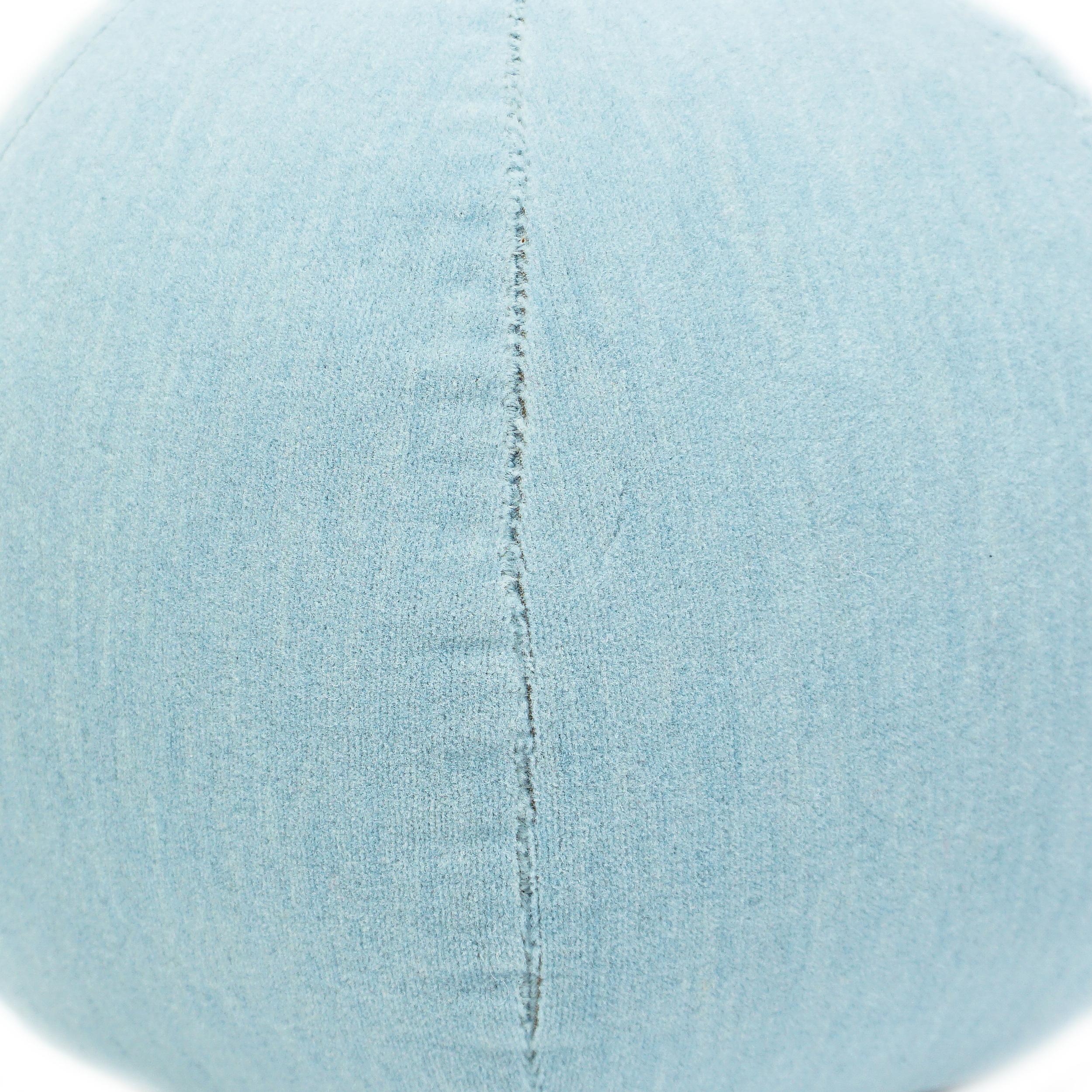 Light Blue Velvet Ball Pillow For Sale 3