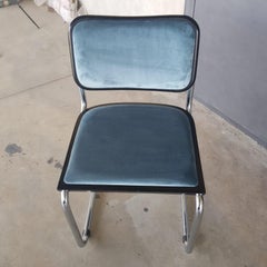 Light Blue Velvet Cesca Chairs, Three Available