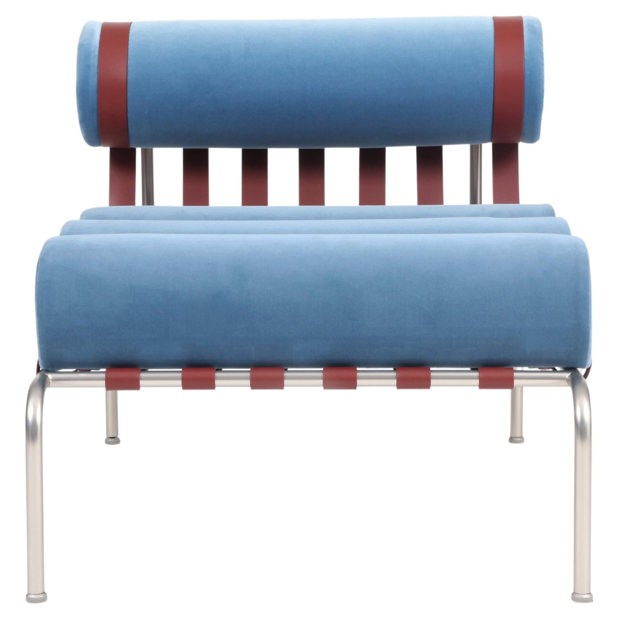 Light Blue Velvet Kylíndo Armchair by Dalmoto