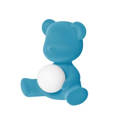 En stock à Los Angeles, lampe ours en velours turquoise Teddy Bear LED, fabriquée en Italie