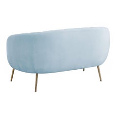 Light Blue Velvet Upholstered 2 Seater Sofa New