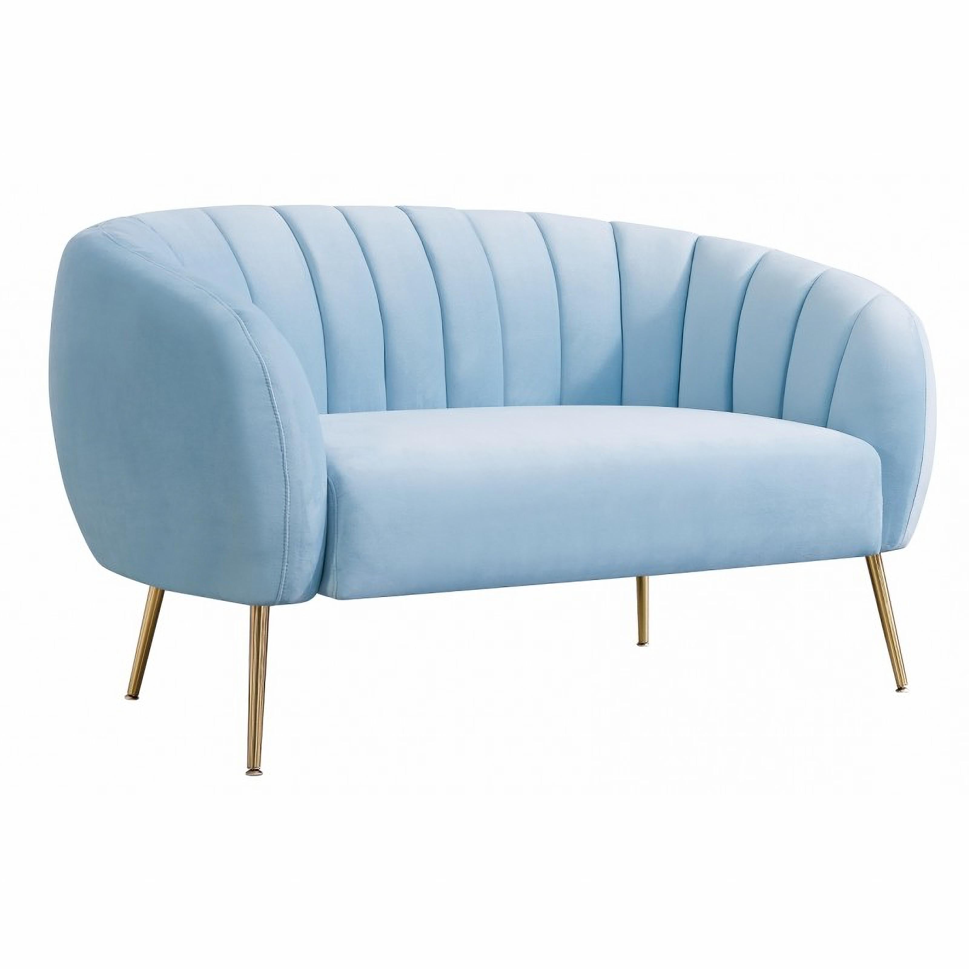 Hellblaues gepolstertes 2sitziges Sofa aus Samt, neu (Spanisch) im Angebot