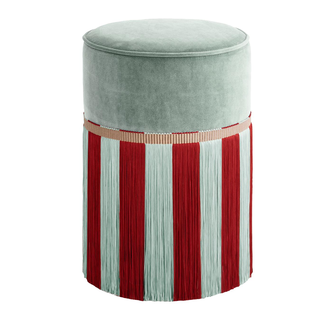 Pouf in velluto azzurro con frange bicolore In condizioni Nuovo in vendita a Milan, IT