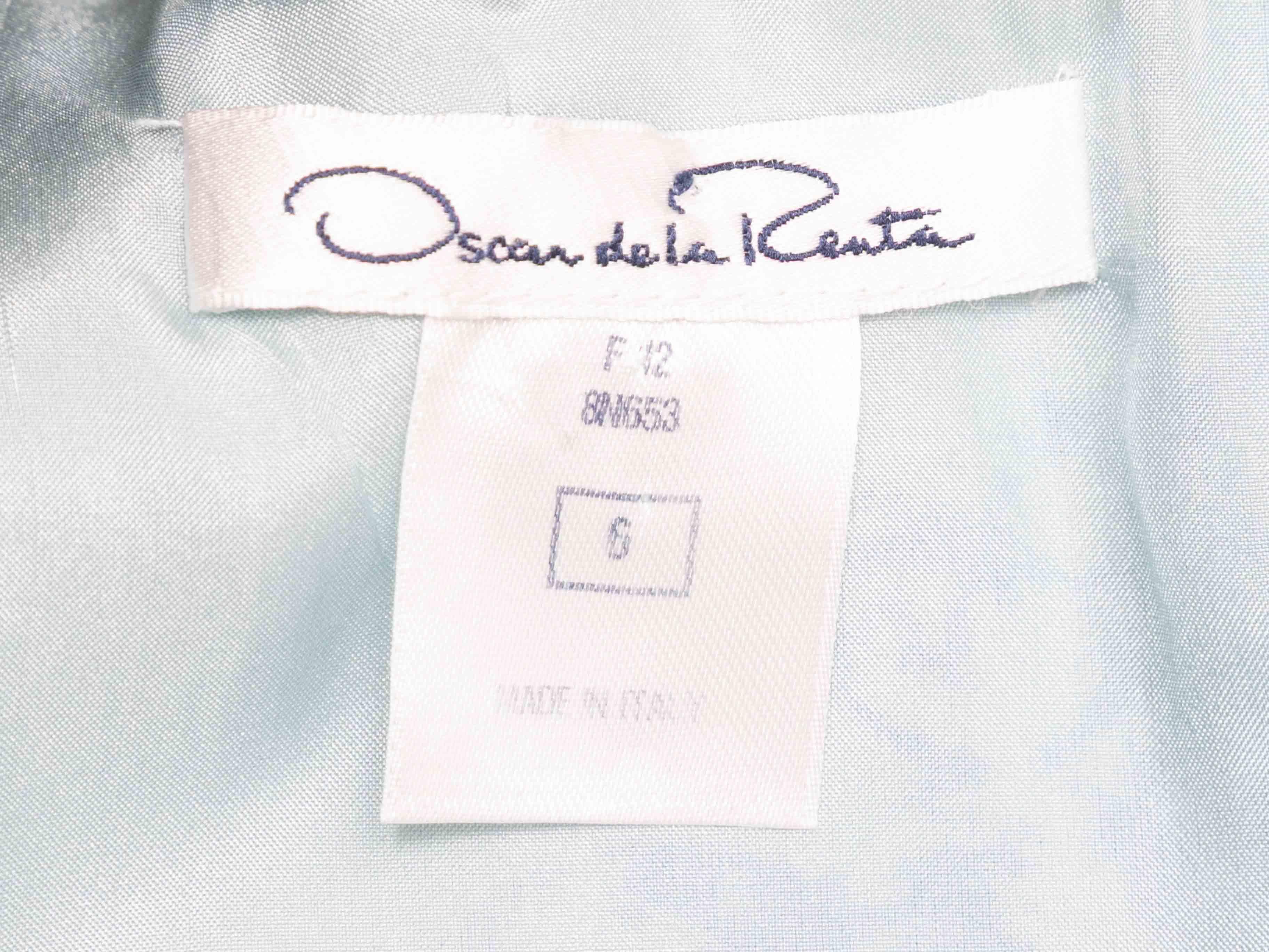 Robe sans manches à imprimé bijoux bleu ciel et blanc Oscar de la Renta Taille 6 US en vente 1