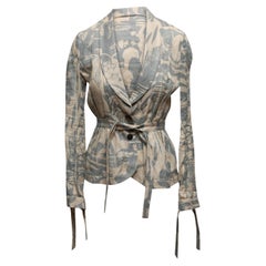 Light Blue & White Stella McCartney Printed Belted Jacket Size IT 38