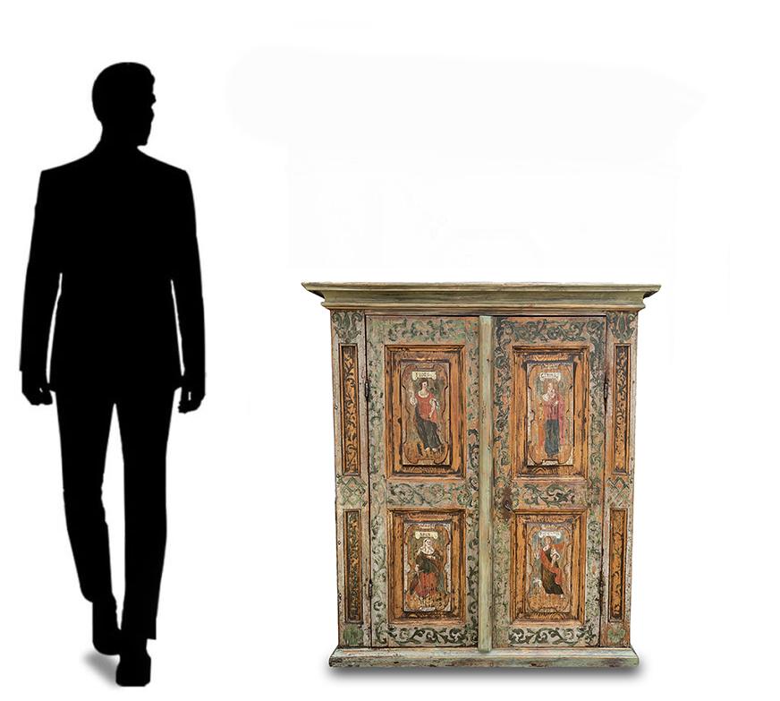 Light Blue with Classic Figures Painted Cabinet, Italy, 1600 5