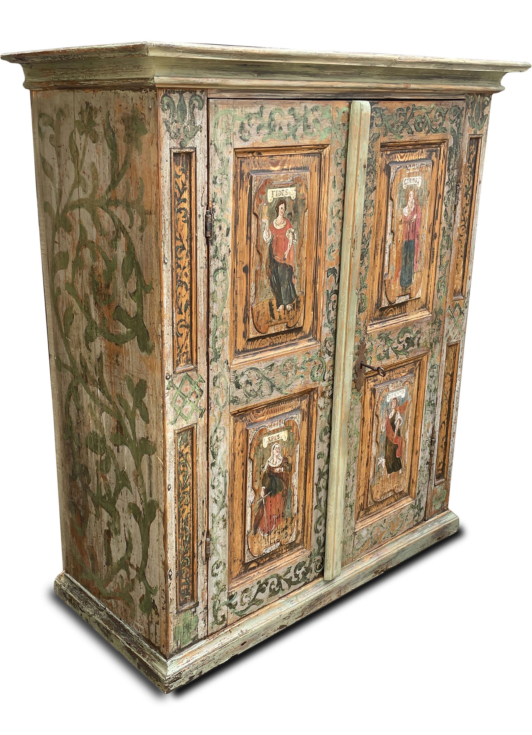 Light Blue with Classic Figures Painted Cabinet, Italy, 1600 6