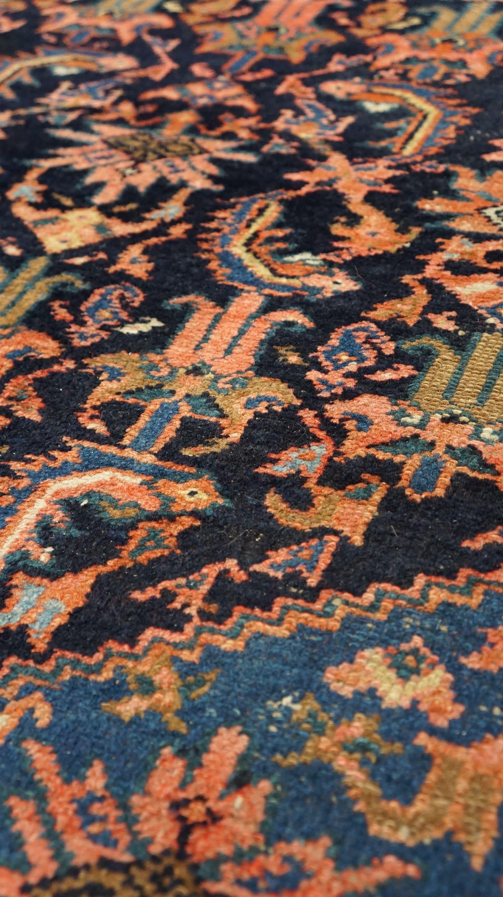 Light blue with pink accents vintage oriental rug, beautiful patterns 150x100cm In Fair Condition For Sale In Harderwijk, NL