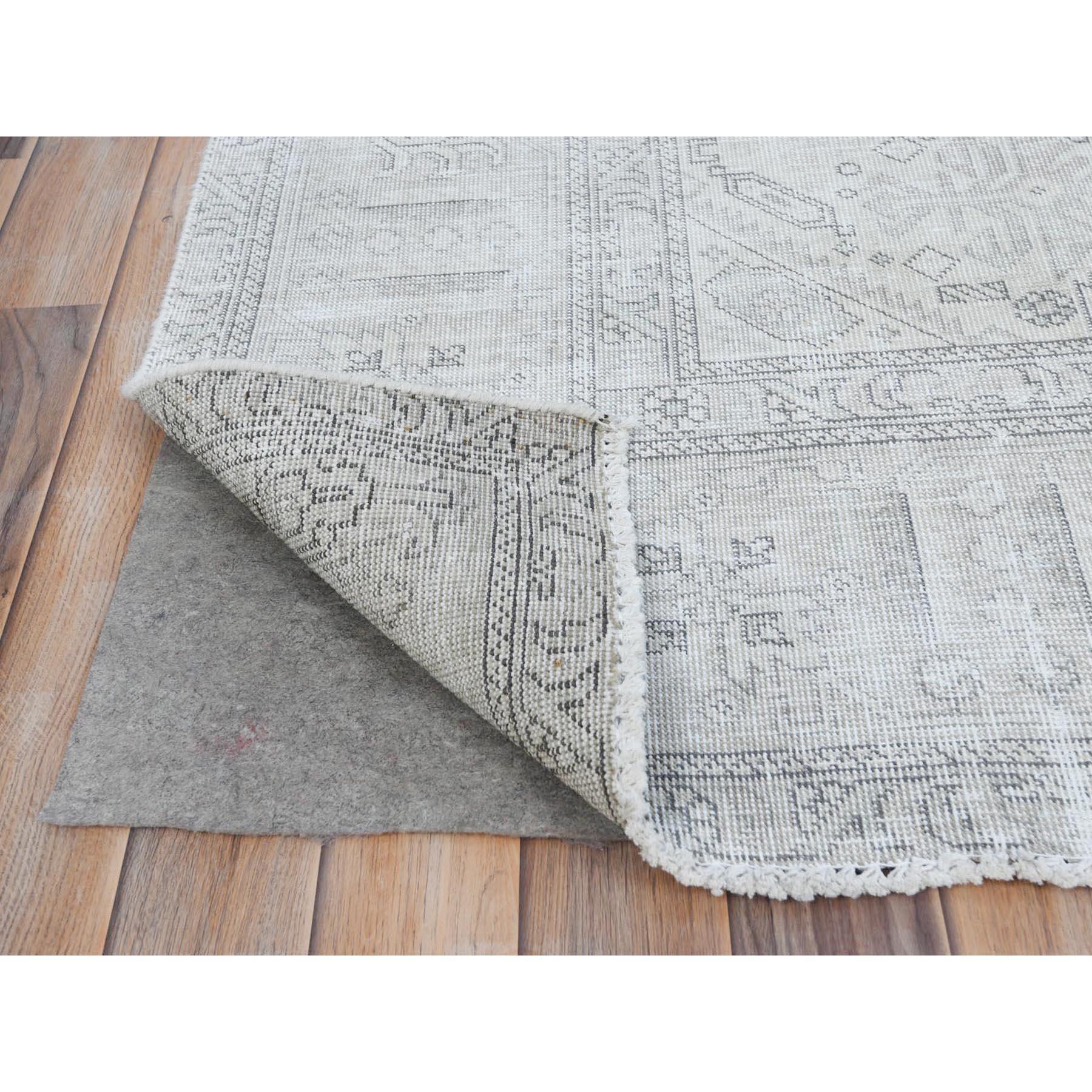 Mid-20th Century Light Blue Worn Wool Hand Knotted Distressed Look Vintage Persian Tabriz Rug For Sale