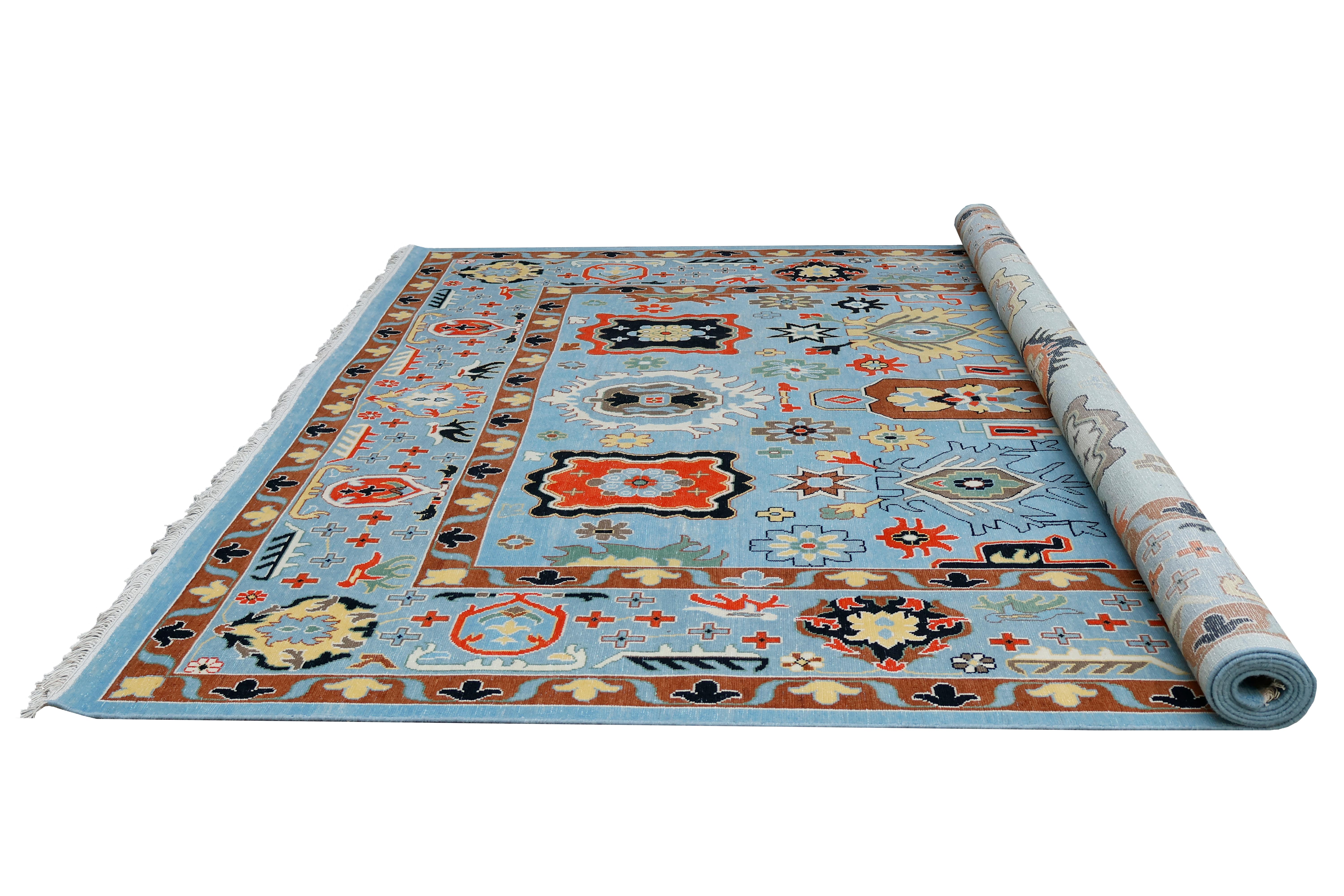 Hellblauer Nullflor-Oushak im Angebot 3