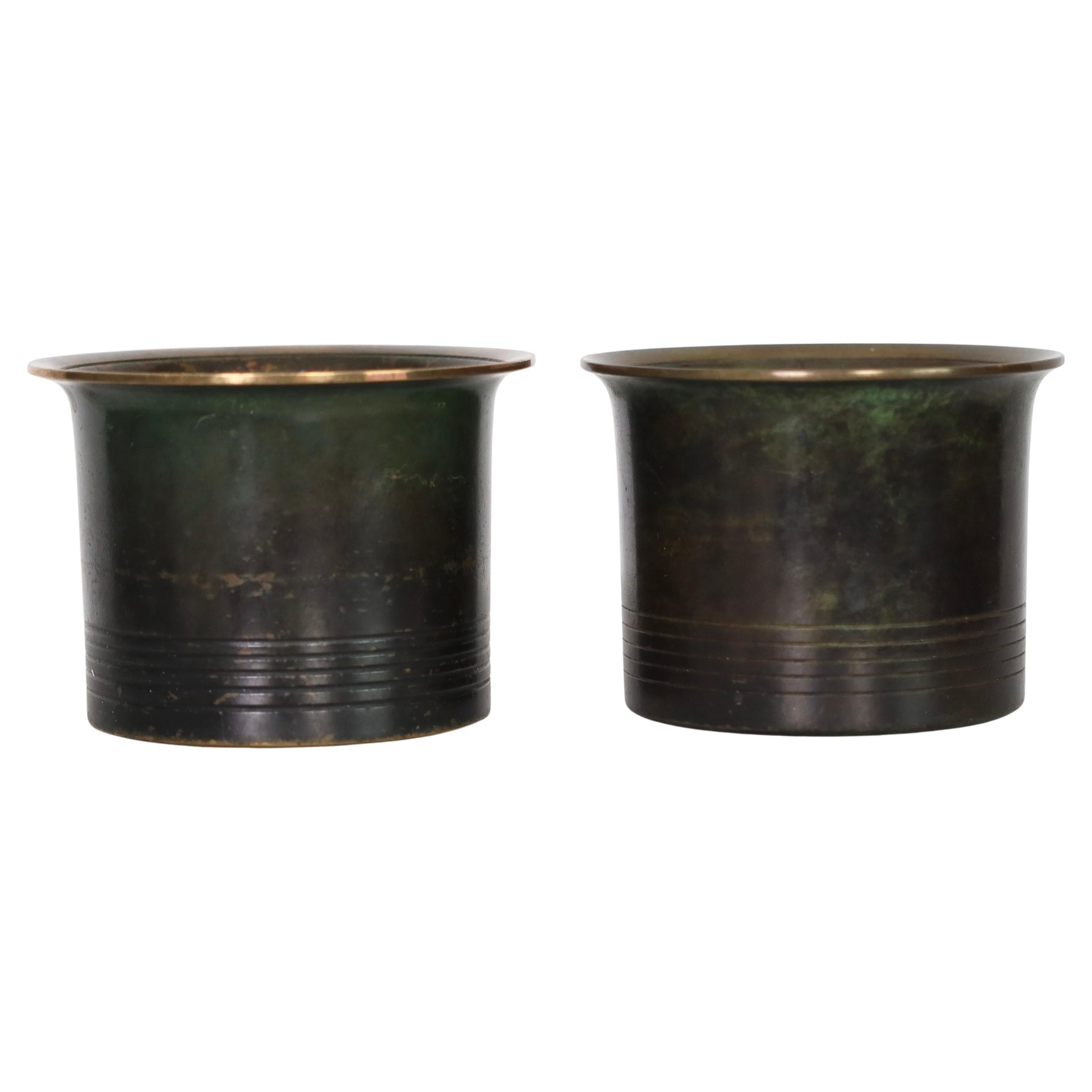 Tazze in bronzo chiaro di Just Andersen, anni '30, Danimarca