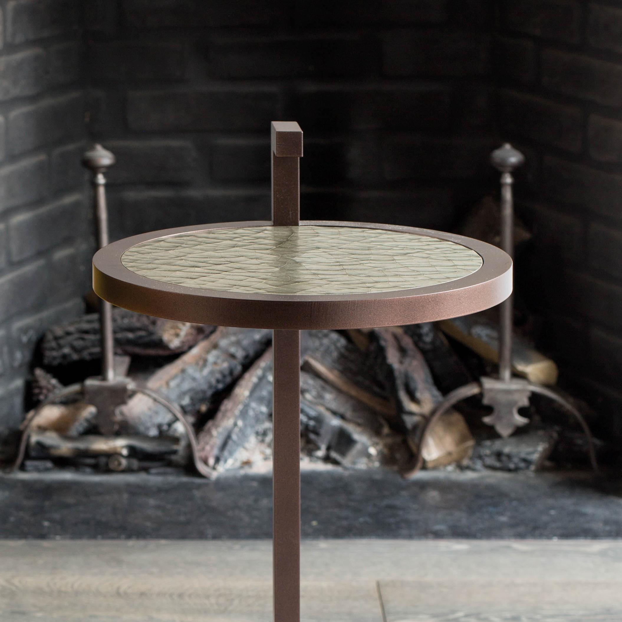 British Light Bronze Kangaroo Martini Table in Powder Coated Cracked Gesso For Sale