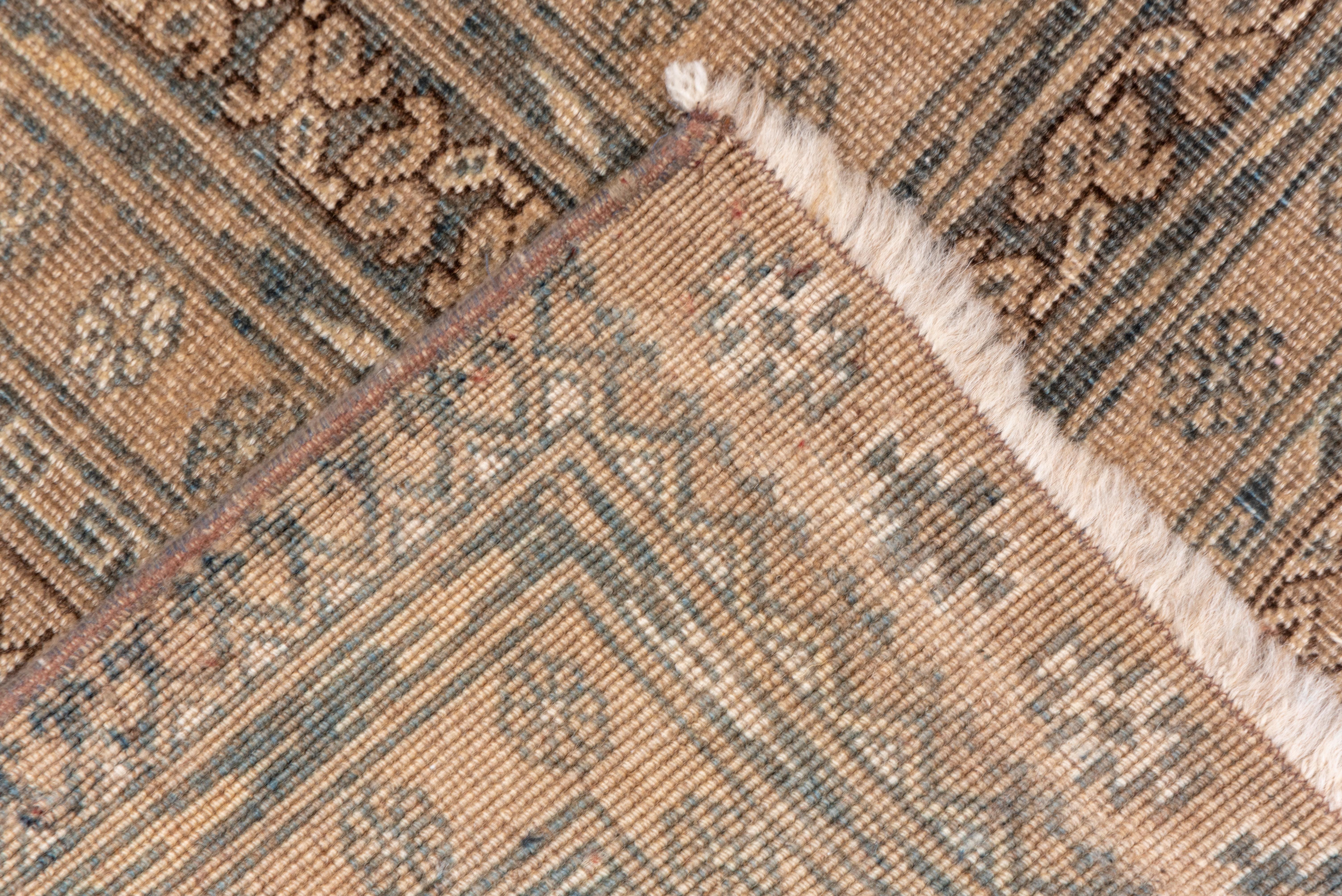 Tribal Light Brown Afghan Ersari Carpet, circa 1930s, Green Accents For Sale