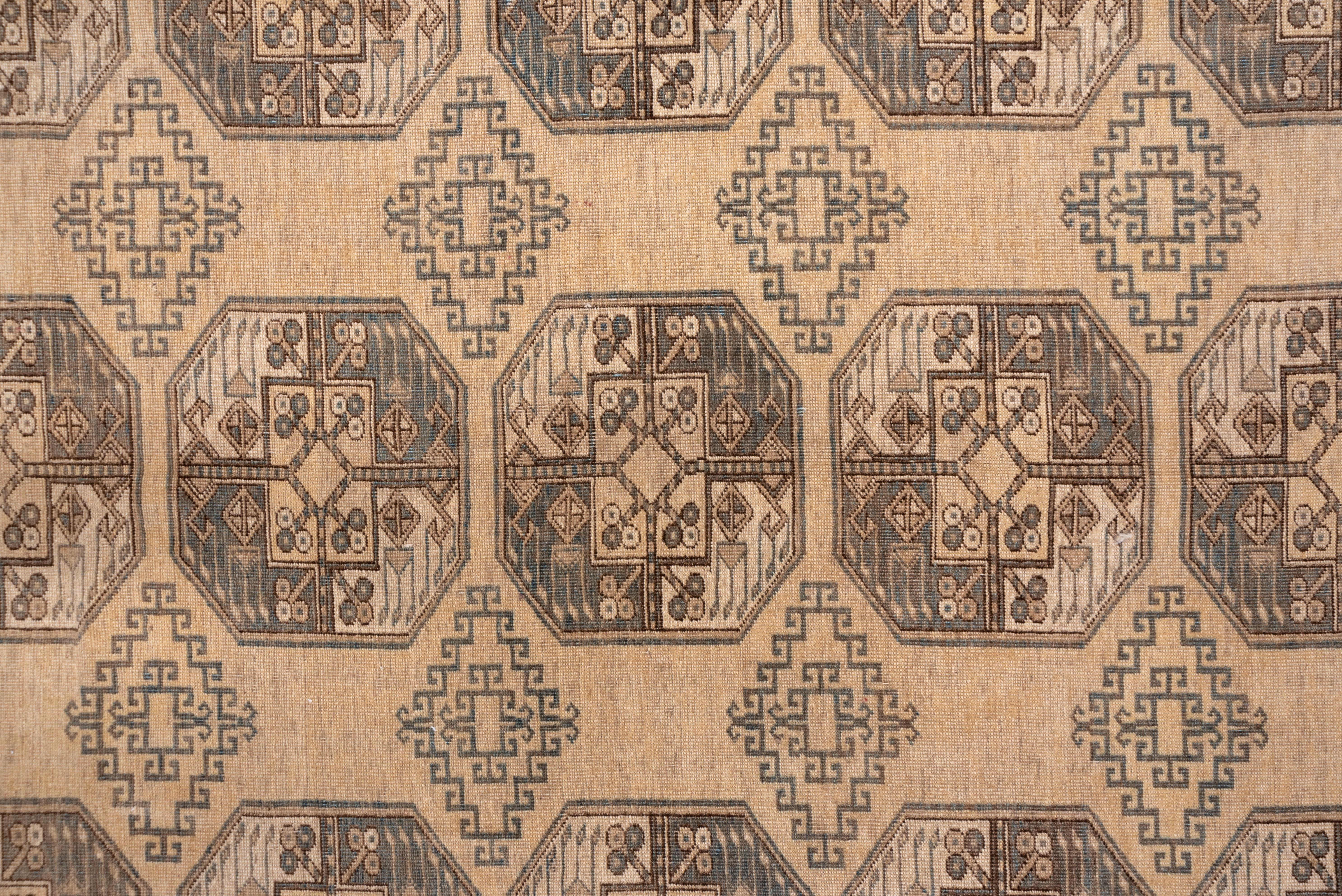 Mid-20th Century Light Brown Afghan Ersari Carpet, circa 1930s, Green Accents For Sale