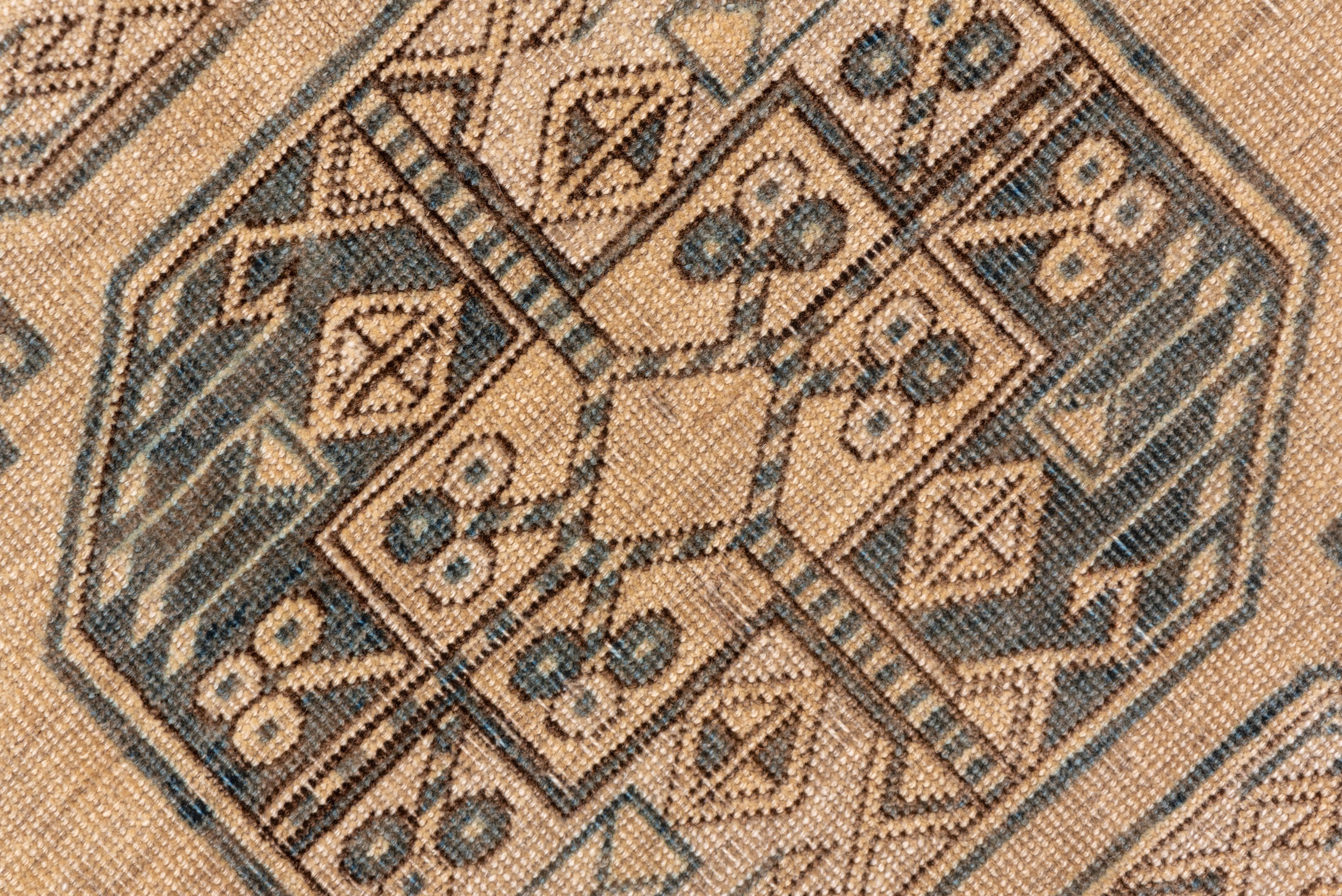 Wool Light Brown Afghan Ersari Carpet, circa 1930s, Green Accents For Sale