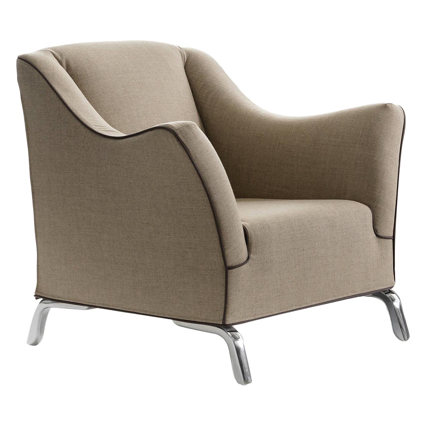 Nube Italia Fency Armchair in Light Brown Leather with Cushion by Marco