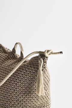 Mocha Color Outdoor Indoor Bag Cushion Handmade Crochet in UV Protected Yarn