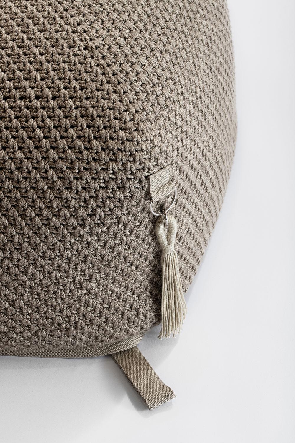 Contemporary 21st Century Asian Light Brown Beige Outdoor Indoor Handmade Pouf For Sale