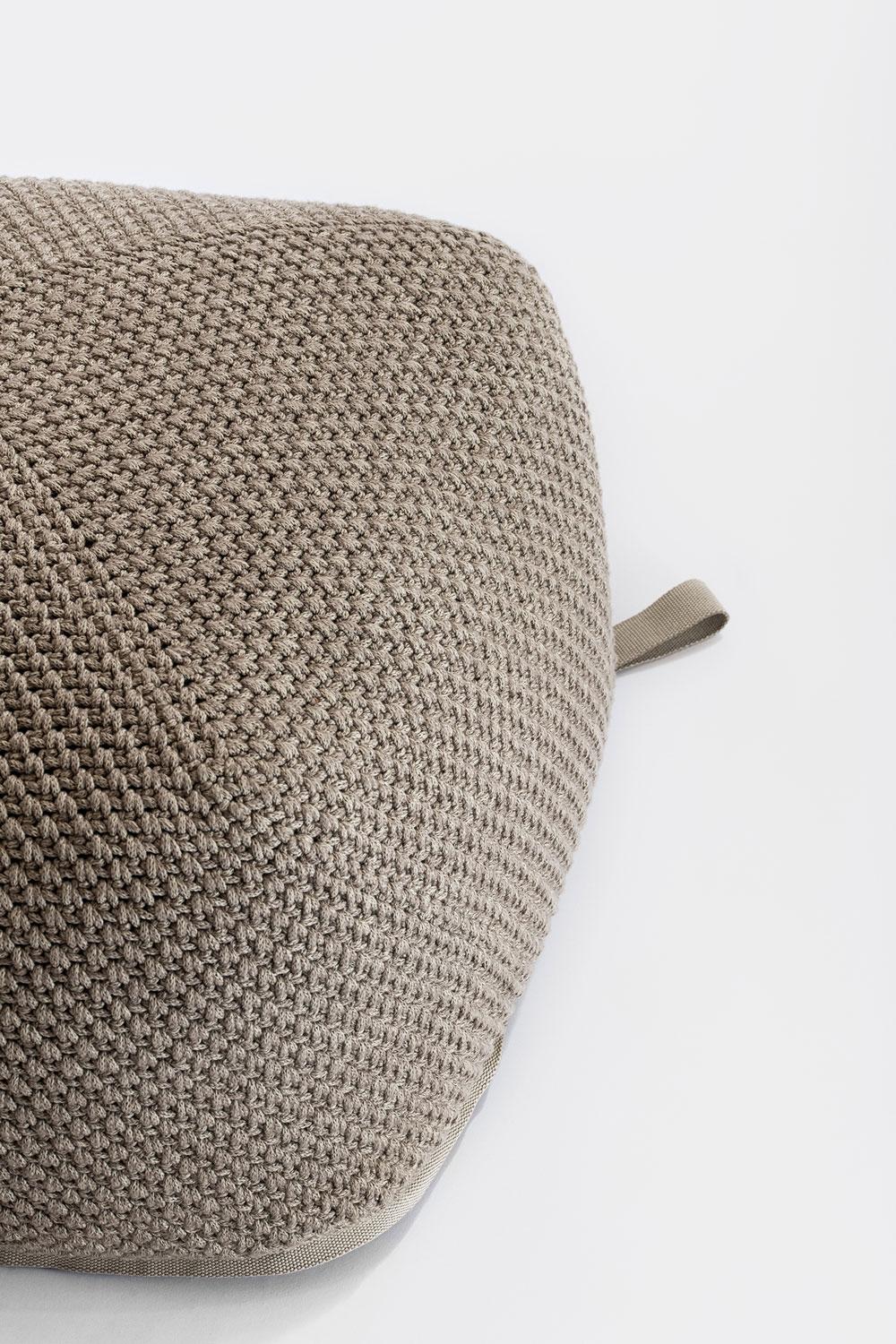 Hand-Crafted 21st Century Asian Light Brown Beige Outdoor Indoor Handmade Pouf For Sale