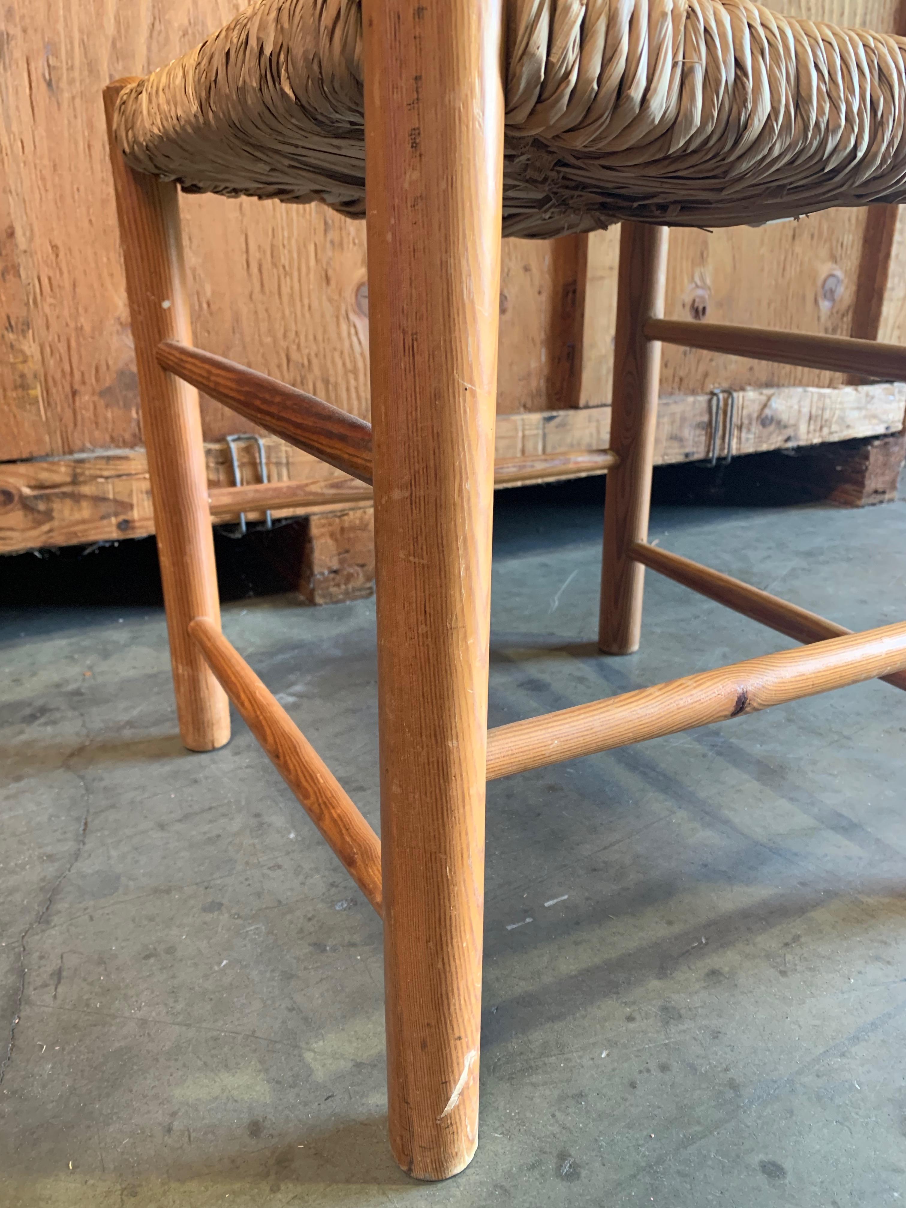 Rattan Light Brown Chair In the Style of Charlotte Perriand For Sale