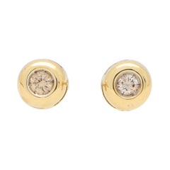 Light Brown Cognac Diamond Stud Earrings Set in 18k Yellow Gold