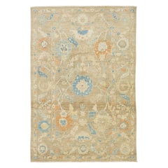 Tappeto in lana floreale Sultanabad Rugs di Apadana, marrone chiaro, contemporaneo.