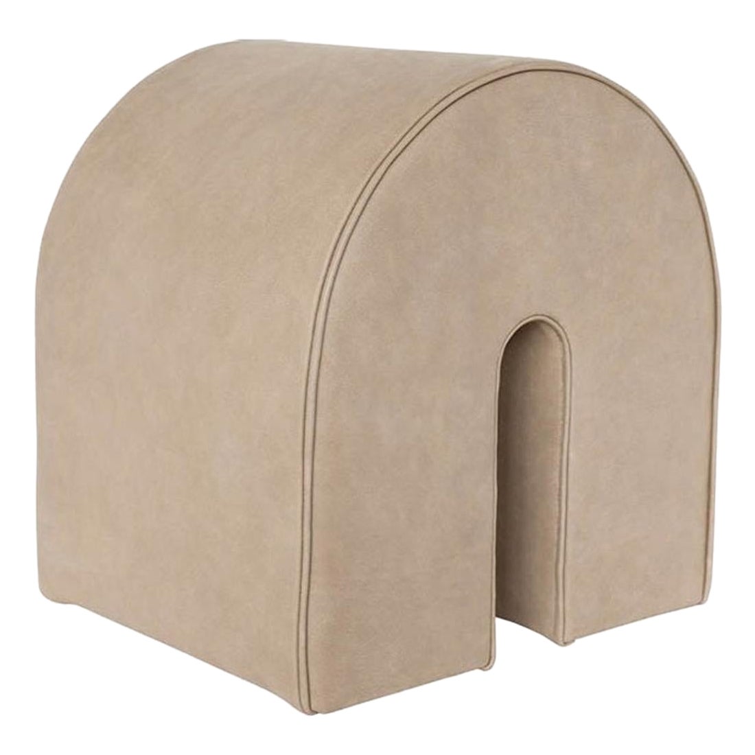 Light Brown Curved Pouf by Kristina Dam Studio