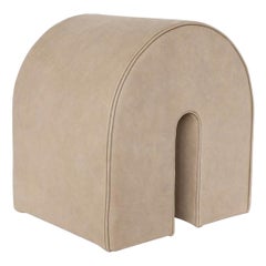 Light Brown Curved Pouf by Kristina Dam Studio