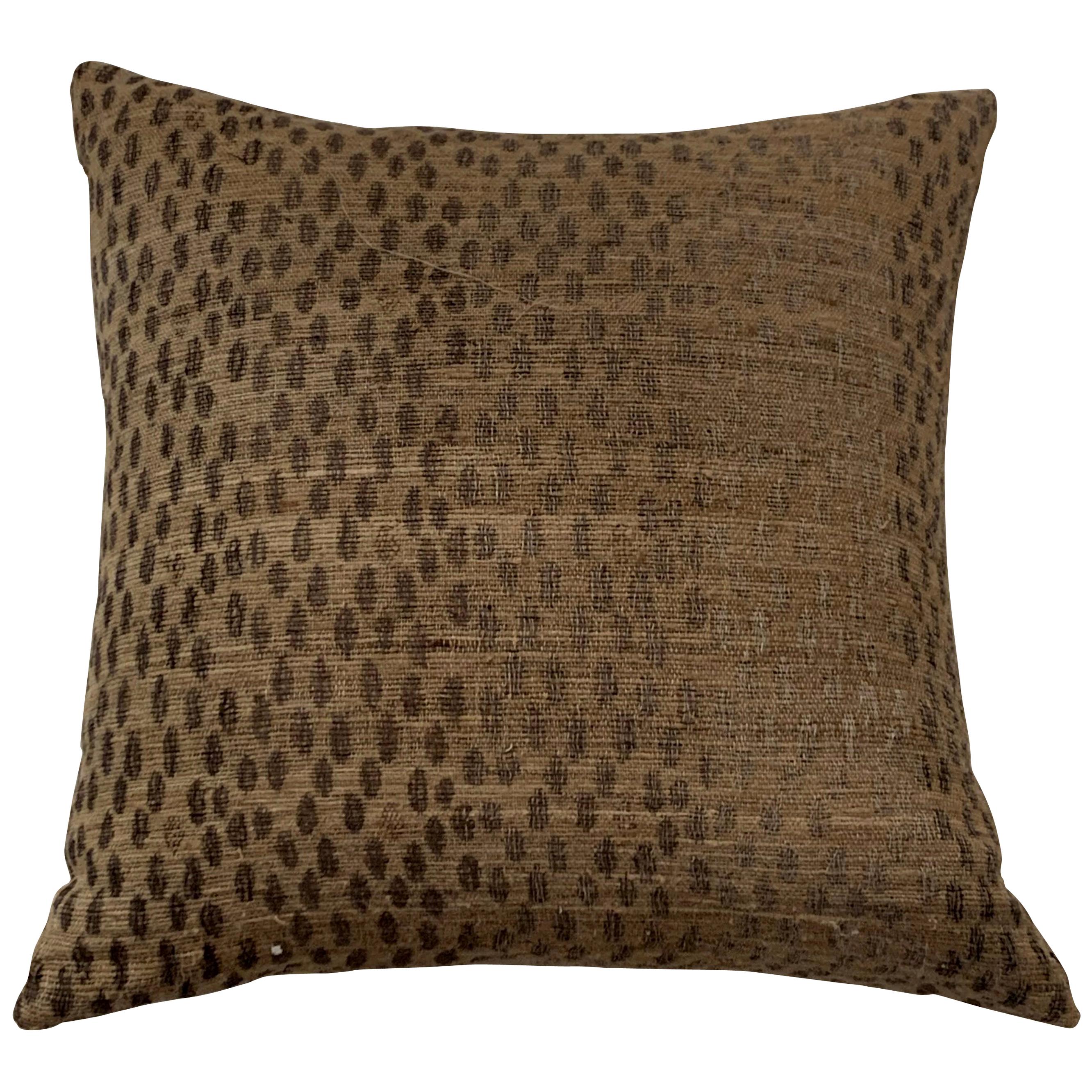 Light Brown, Dark Brown Animal Print Pattern Handspun Linen Pillows, Indonesia