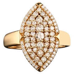 Light Brown Diamond Cluster Ring 0.77 Carats 9K Yellow Gold