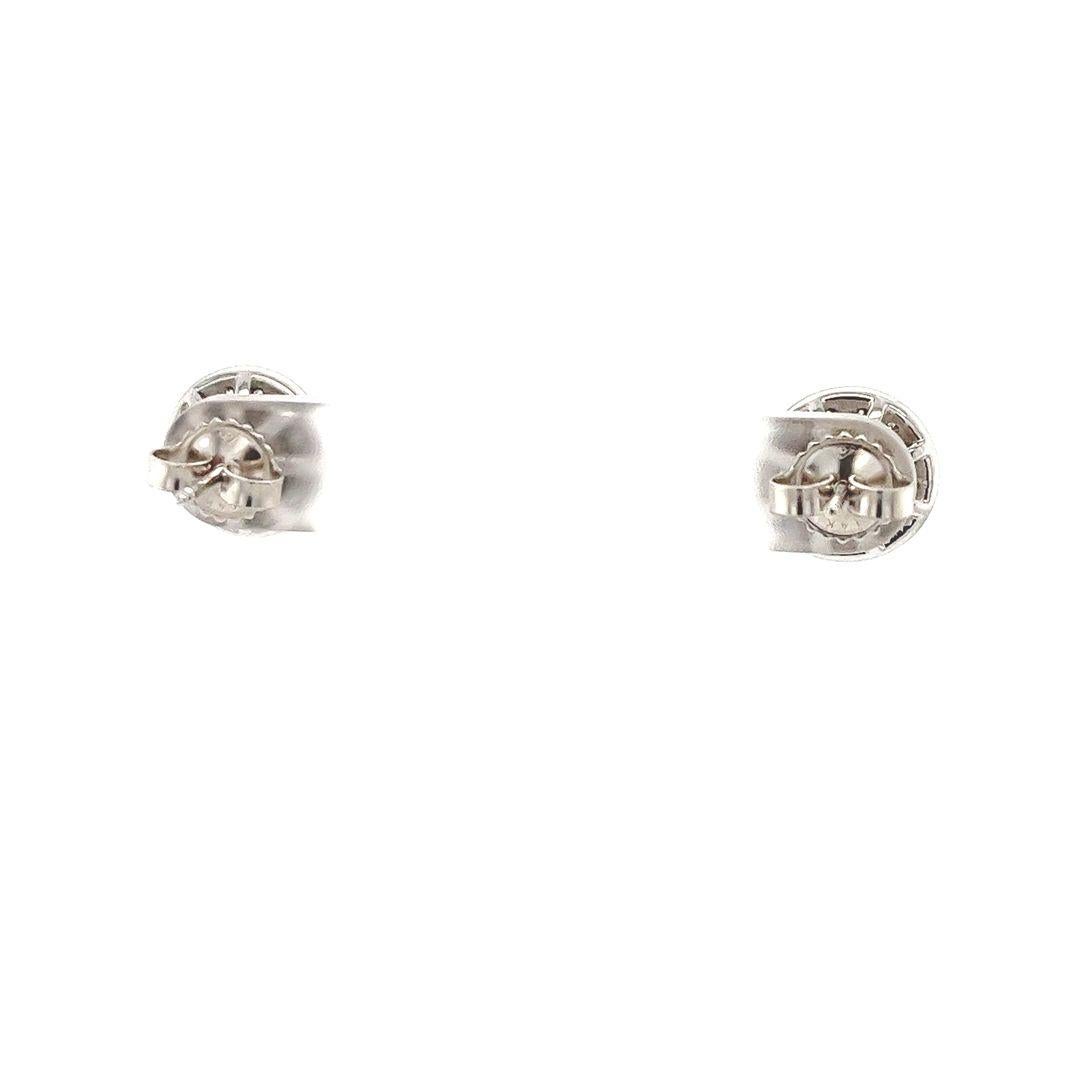 Round Cut Light Brown Diamond Halo Stud Earrings in White Gold For Sale