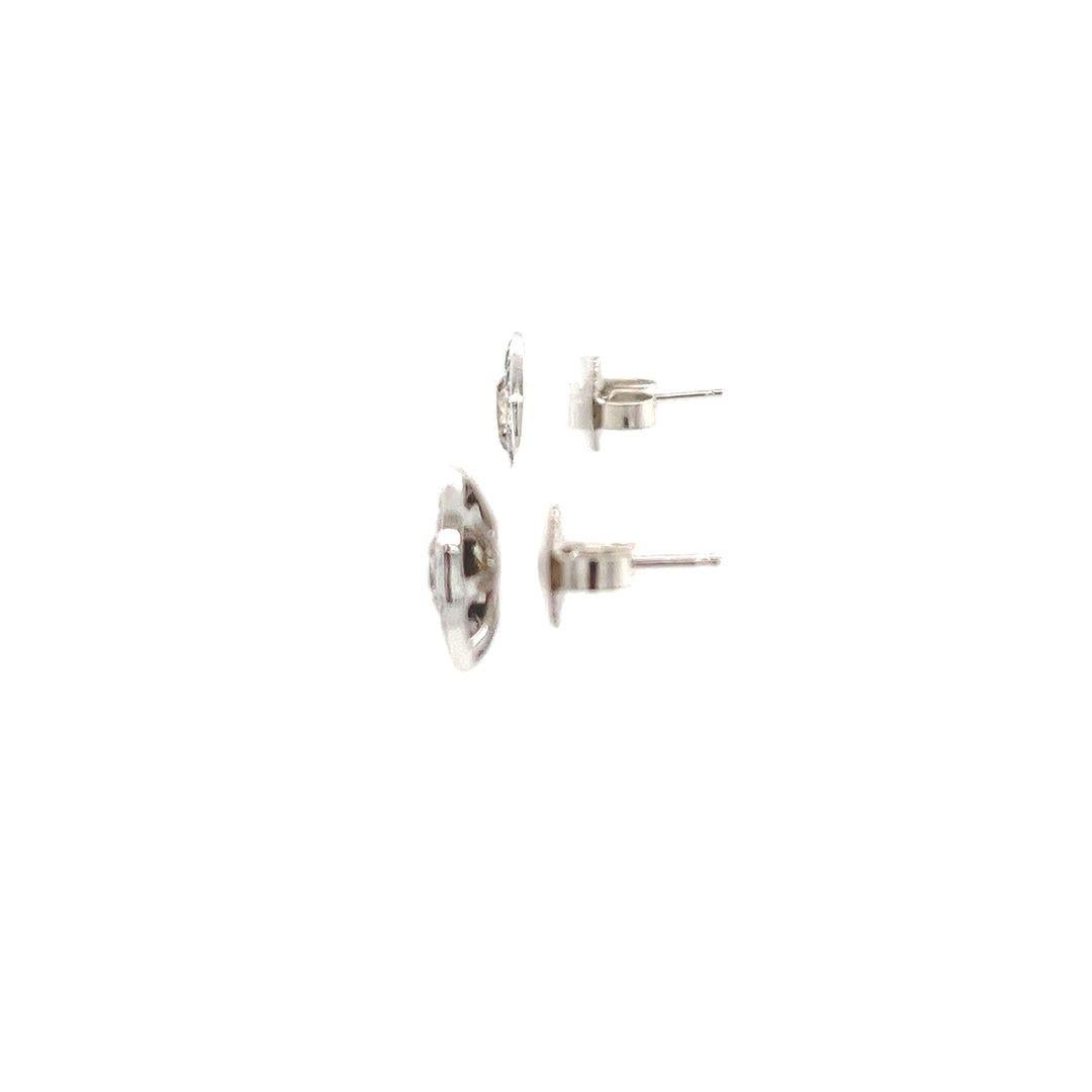 Light Brown Diamond Halo Stud Earrings in White Gold In Good Condition For Sale In Coral Gables, FL