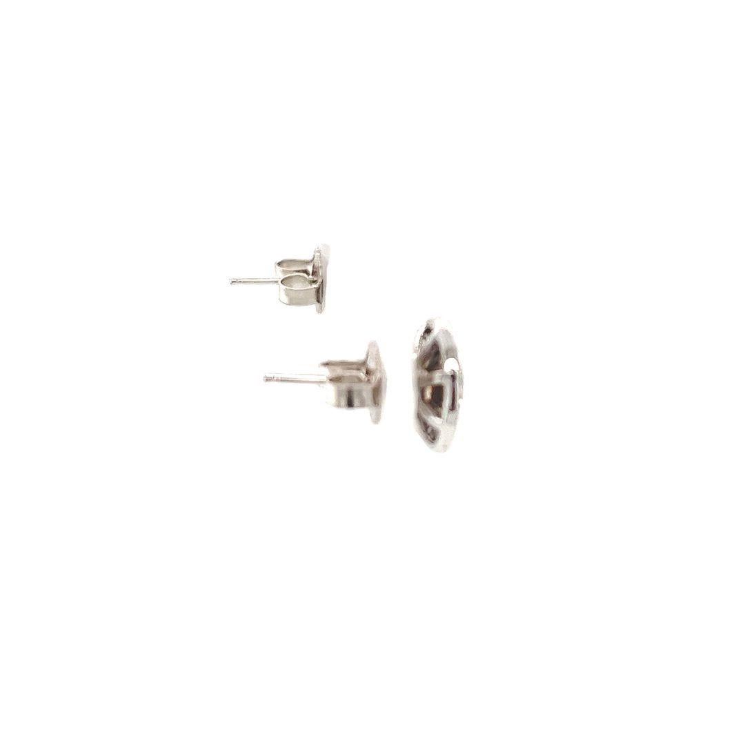 Women's or Men's Light Brown Diamond Halo Stud Earrings in White Gold For Sale
