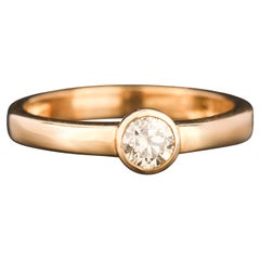 Light Brown Diamond Ring 0.25 Carats 9K Yellow Gold