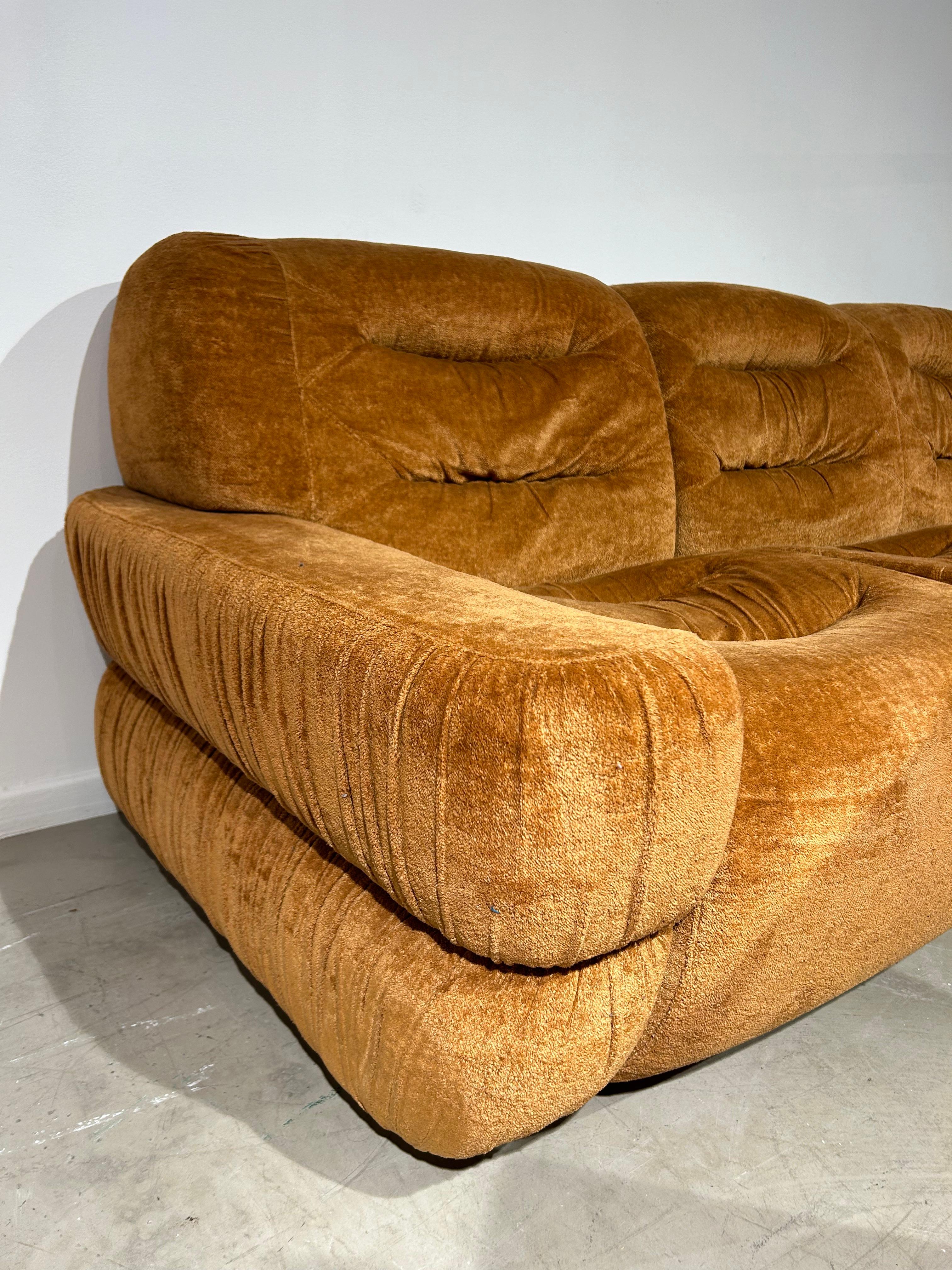 Light brown / gold velvet modular Italian sofa 1