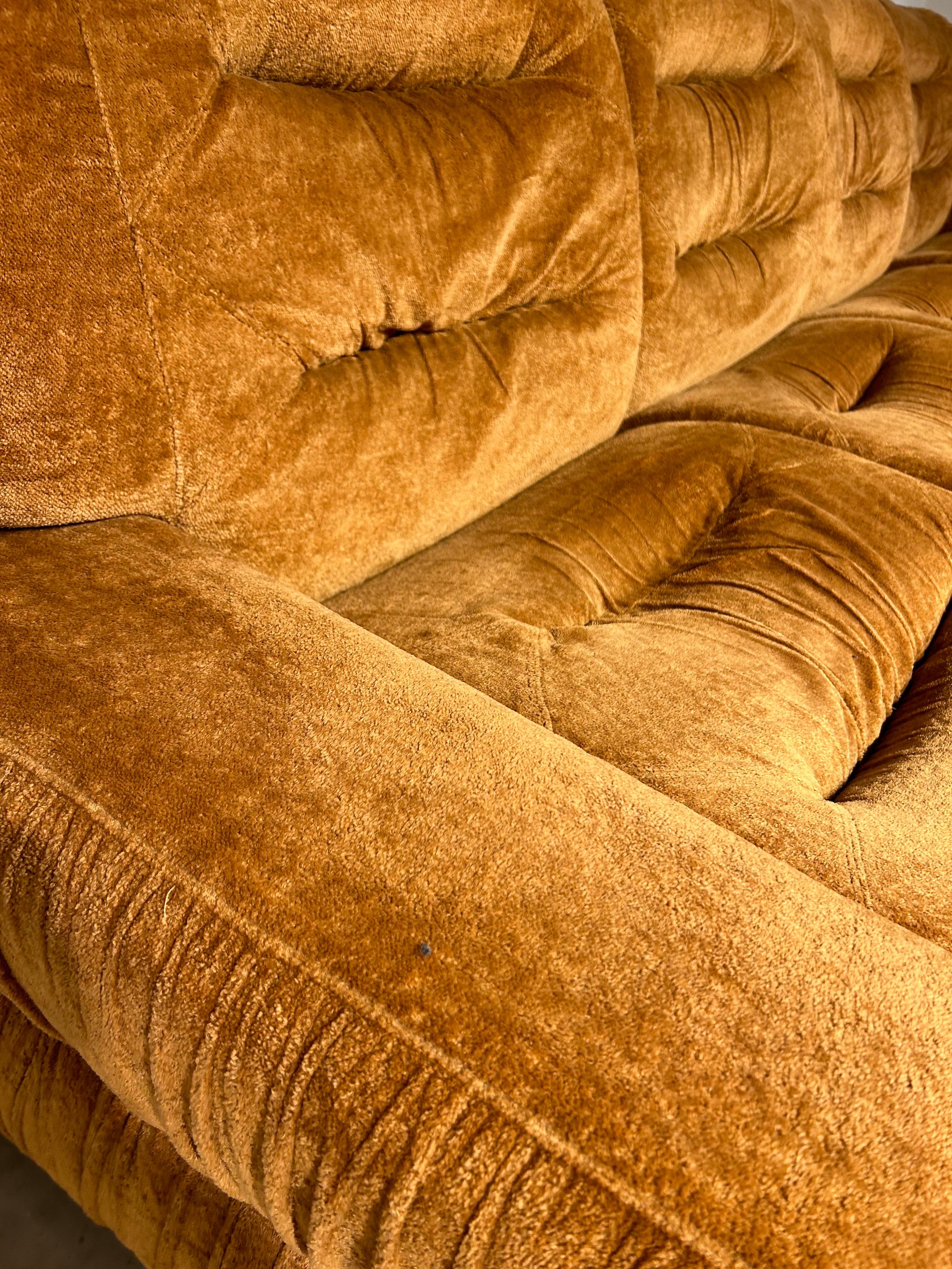 Light brown / gold velvet modular Italian sofa 2