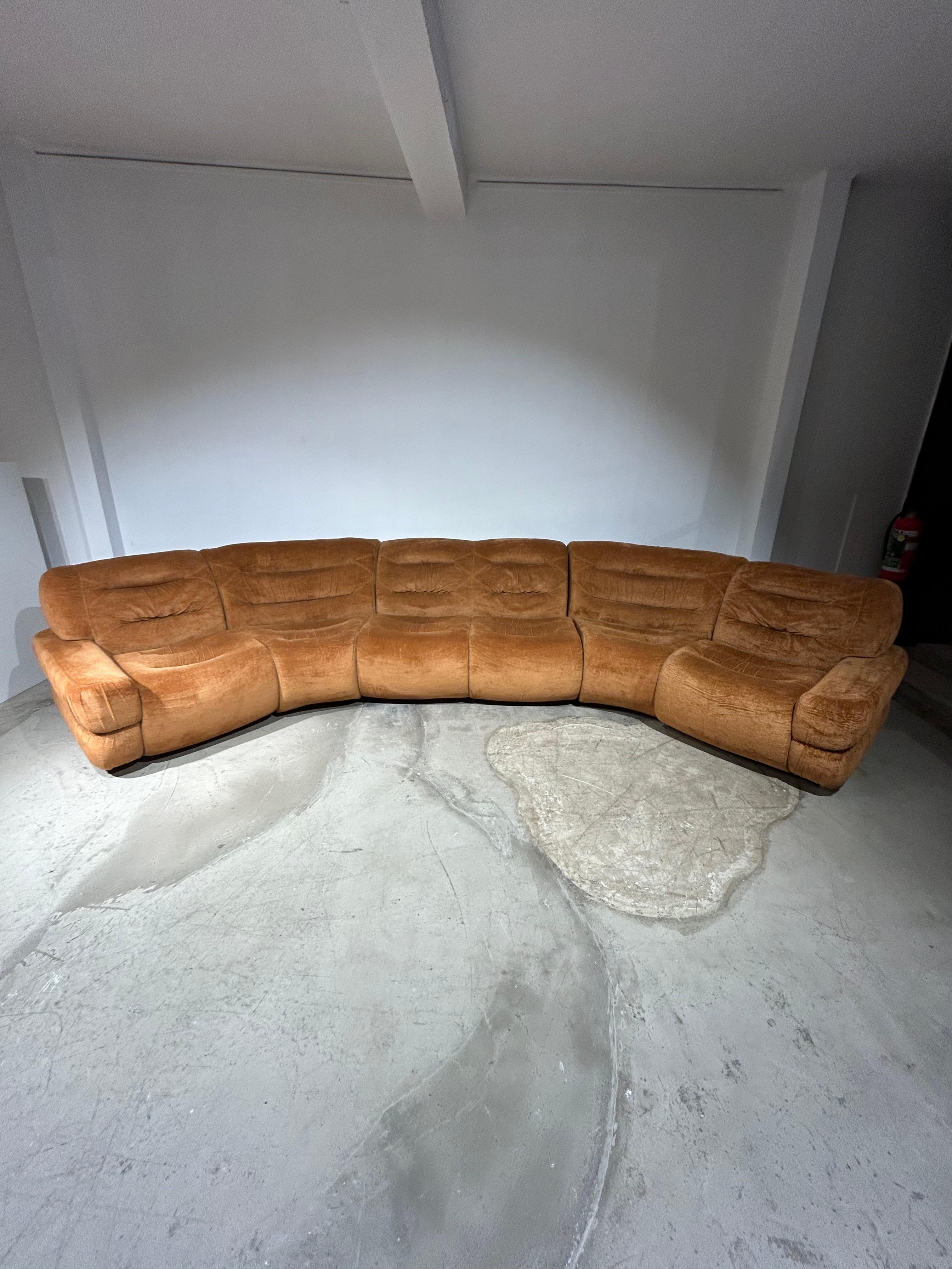 Light brown / gold velvet modular Italian sofa 3