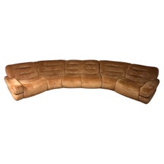 Modulares italienisches Sofa aus braunem/goldenem Samt
