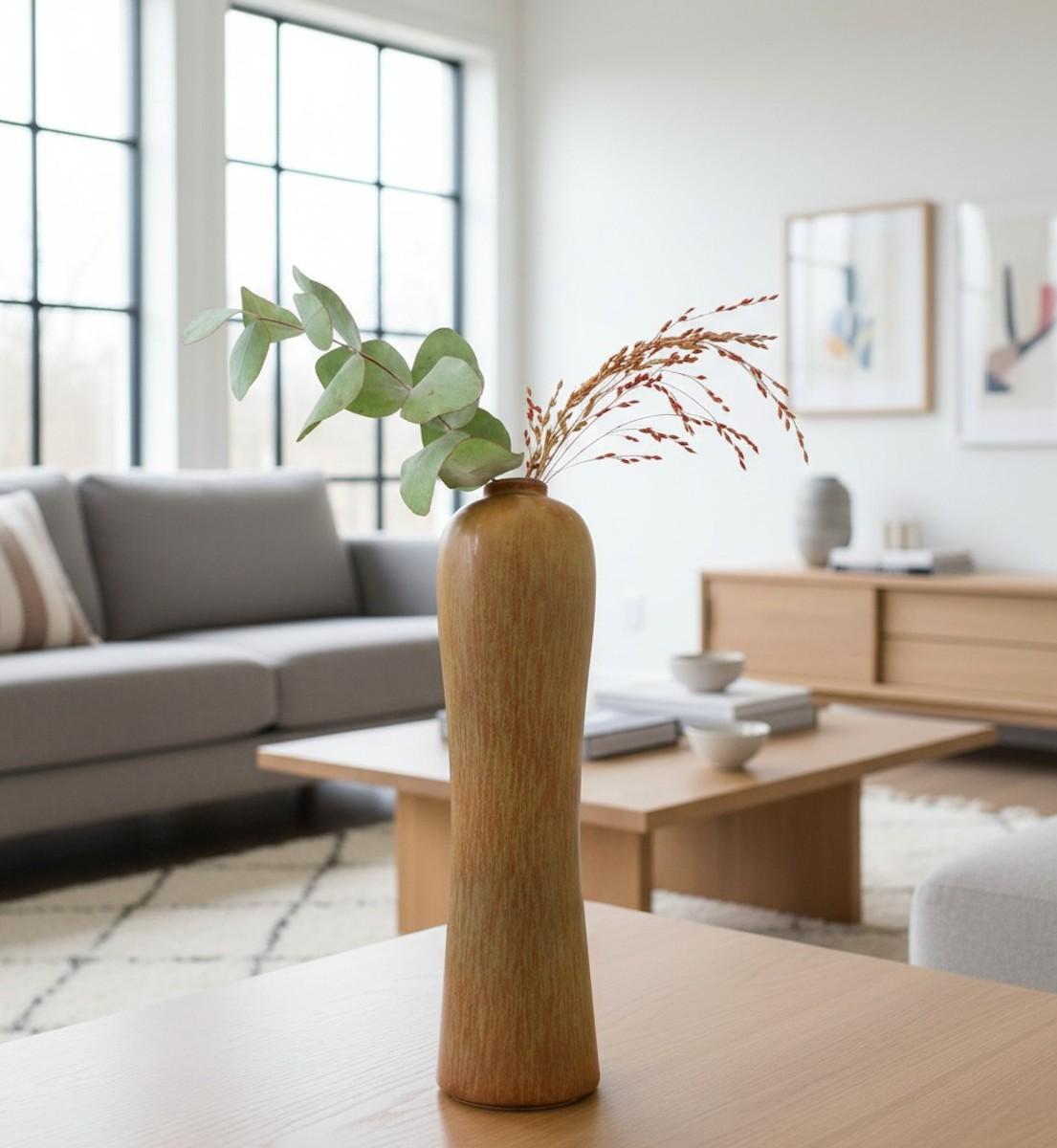 Grès Vase en céramique haute de couleur Brown - Gunnar Nylund - Rörstrand - Milieu du XXe siècle en vente