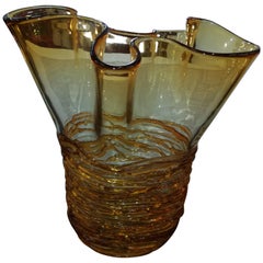 Light Brown Italian Blown Glass Vase